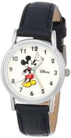 Disney D072S005 Mickey Mouse Black Leather Strap