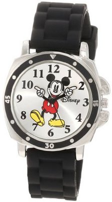 Disney Kids' MK1080 Mickey Mouse Black Rubber Strap