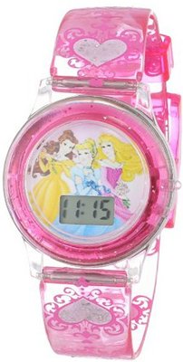 Disney Kids' PN1009 Princess Digital Dial Pink Jelly Strap