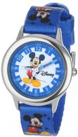 Disney Kids' W000022 Mickey Mouse "Time Teacher" Stainless Steel and Nylon Mickey Mouse