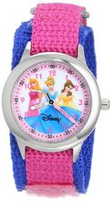 Disney Kids' W000055 Multi-Princess Stainless Steel Time Teacher