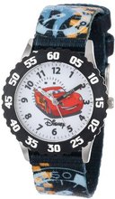 Disney Kids' W000371 Cars Stainless Steel Time Teacher Black Bezel Printed Strap