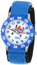 Disney Kids' W000880 Planes Skipper Riley Dusty Crophopper Stainless Steel Blue Bezel Blue Nylon Strap