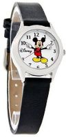 Disney Mickey Mouse Ladies Moving Hands Black Leather Band MCK344