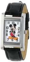 Disney Mickey Mouse MCK835 Silver Rectangular Case Black Strap