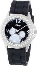 Disney MK1094 Rhinestone Accent Mickey Mouse Black Rubber Strap