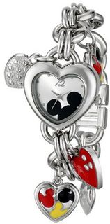 Disney MK2058 Mickey Mouse Silver Sunray Dial Charm Bracelet
