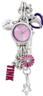 Disney TK2022 Tinkerbell Pink Sunray Dial Charm Bracelet
