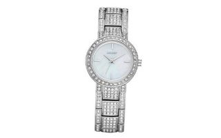 DKNY Glitz Silver Round Bracelet Mother-of-pearl Dial #NY8051