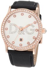 D&G Dolce & Gabbana DW0501 Gloria Rose Gold Silver Dial Black Strap