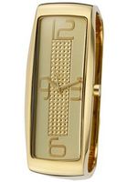 Intelligence Gold Dial Gold Tone Ion Plated Stainless Steel Square Bangle