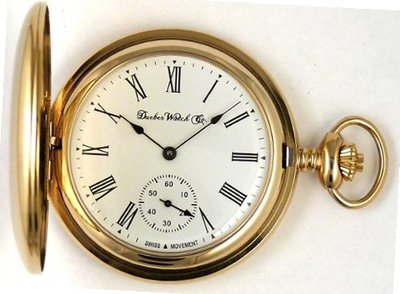 Dueber Swiss Mechanical Pocket , High Polish Gold Hunting Case, Assembled in USA!