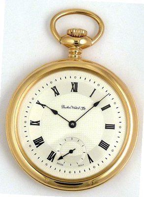 Dueber Swiss Mechanical Pocket , High Polish Gold Open Face Case, Assembled in USA!