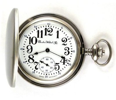Dueber Swiss Mechanical Pocket , Satin Chrome Hunting Case, Assembled in USA!