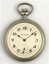 Dueber Swiss Mechanical Pocket , Satin Chrome Open Face Case, Assembled in USA!