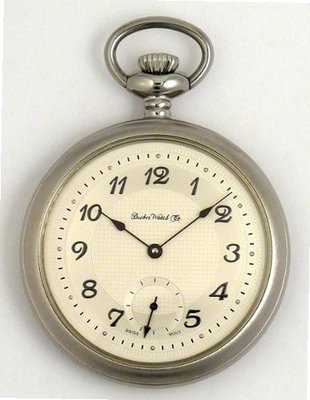 Dueber Swiss Mechanical Pocket , Satin Chrome Open Face Case, Assembled in USA!