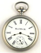 Dueber Swiss Mechanical Pocket , Satin Chrome Open Face Case, Assembled in USA!