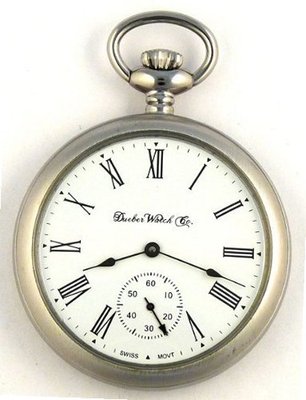 Dueber Swiss Mechanical Pocket , Satin Chrome Open Face Case, Assembled in USA!