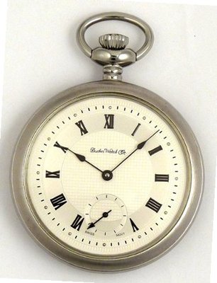 Dueber Swiss Mechanical Pocket , Satin Chrome Open Face Case, Assembled in USA!