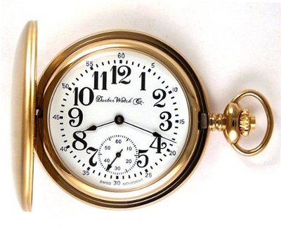 Dueber Swiss Mechanical Pocket , Satin Gold Hunting Case, Assembled in USA!