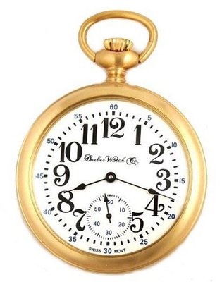 Dueber Swiss Mechanical Pocket , Satin Gold Open Face Case, Assembled in USA!