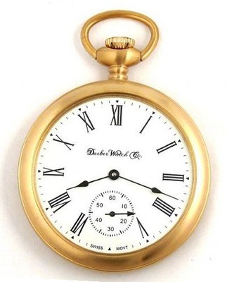 Dueber Swiss Mechanical Pocket , Satin Gold Open Face Case, Assembled in USA!