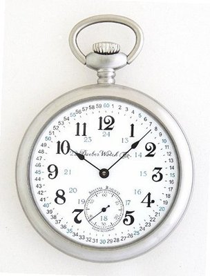 uDueber Watch Co Dueber Special Railway Swiss Mechanical Pocket , Satin Chrome Open Face Case, Assembled in USA! 