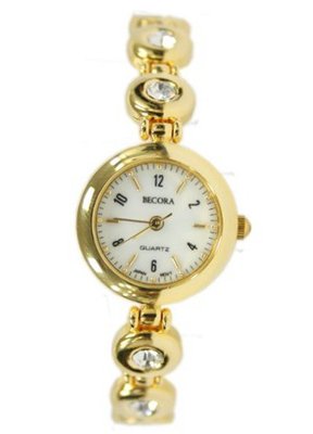 Becora Analog Circle Link Gold with Clear Gemstones - Bracelet