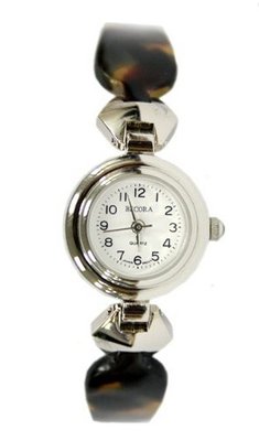 Becora Dark Tortoise Enamel Band with Silver Links- Bracelet