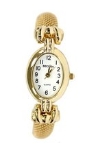 Becora Gold Mesh Link Analog Oval - Bracelet