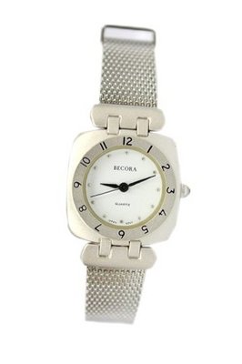 Becora Silver Mesh Band with Square Bezel - Bracelet