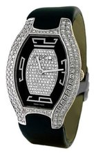 New Ladies Ebel Beluga 18K White Gold Full Pave Diamonds Satin Strap