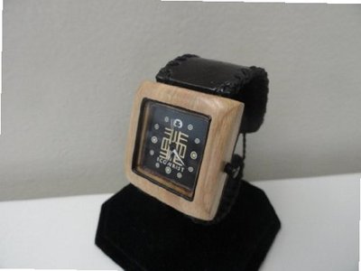 Ecowrist Classic Wood Guayacan Black Leather Strap #CGyB