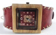 Ecowrist Classic Wood Guayacan Red Leather Strap #CRGyW