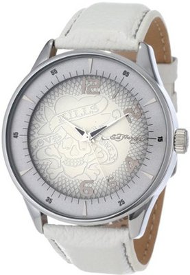 Ed Hardy CG-SS Cartography Quartz Analog Silver Tone Case