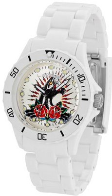 Ed Hardy Unisex VIP VP2-WH White Plastic Quartz with White Dial