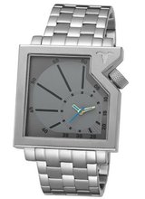 Edc Quartz Time Squares - Cool Silver, Gun EE100321004 with Metal Strap