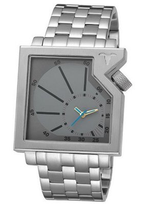 Edc Quartz Time Squares - Cool Silver, Gun EE100321004 with Metal Strap