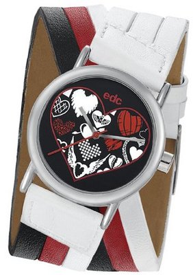 uedc by esprit Edc Quartz Valentine Love - Hot Red EE100842004 with Leather Strap 