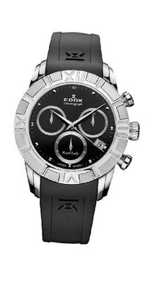Edox 10405 3 NIN Royal Lady Chronograph Black Dial Rubber