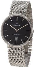 Edox 27034 3 NIN Les Genevez Ultra Slim Black Dial Steel