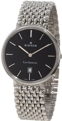 Edox 27034 3 NIN Les Genevez Ultra Slim Black Dial Steel