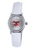 Edox 31158 317D A Les Genevez Silver Dial White Leather Diamond "HEARTBRAKER"