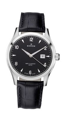 Edox 33017 3 NIN WRC Luminous Stainless Steel Black Genuine Leather Date