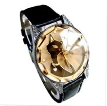 Eeleva Black Cat Lady's Fashion Quartz Wrist with Crystal Glass Surface