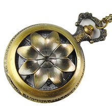 Eeleva Bronze Engraved Moveable Sunflower Hollowed Electronic Pocket