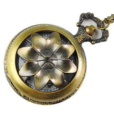 Eeleva Bronze Engraved Moveable Sunflower Hollowed Electronic Pocket