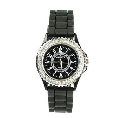 Eeleva Ladies fashion diamond silicone Black