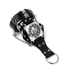 Eeleva Punk Gothic Ladies   Gens' Genuine Leather Bracelet Cuff Bangle