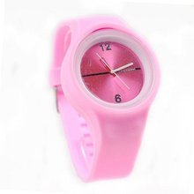 Eeleva  Rubber Silicone Gel Quartz Jelly Candy Wrist Pink